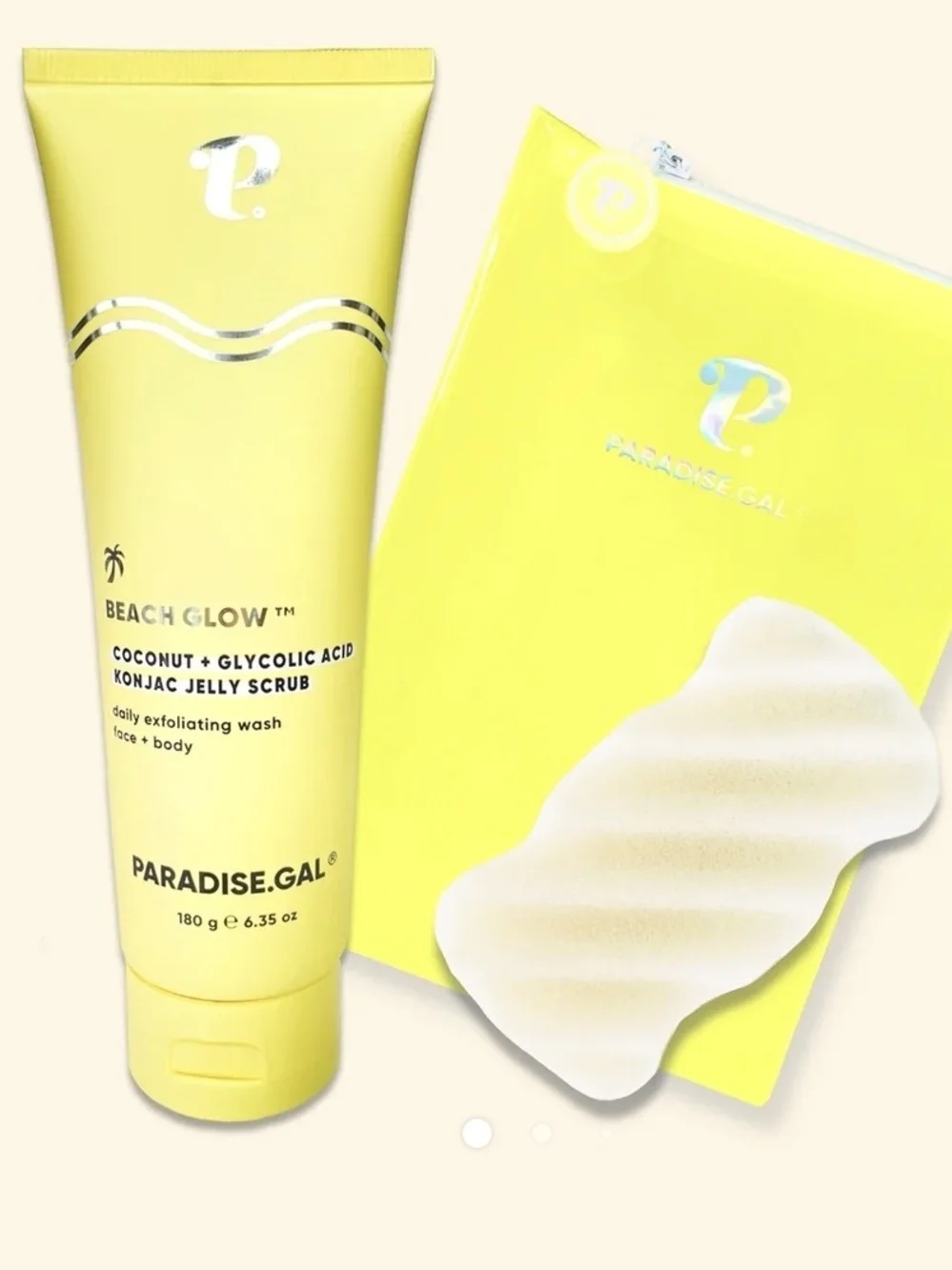 Beach Glow Coconut + Glycolic Acid Jelly Scrub Set - Yellow
